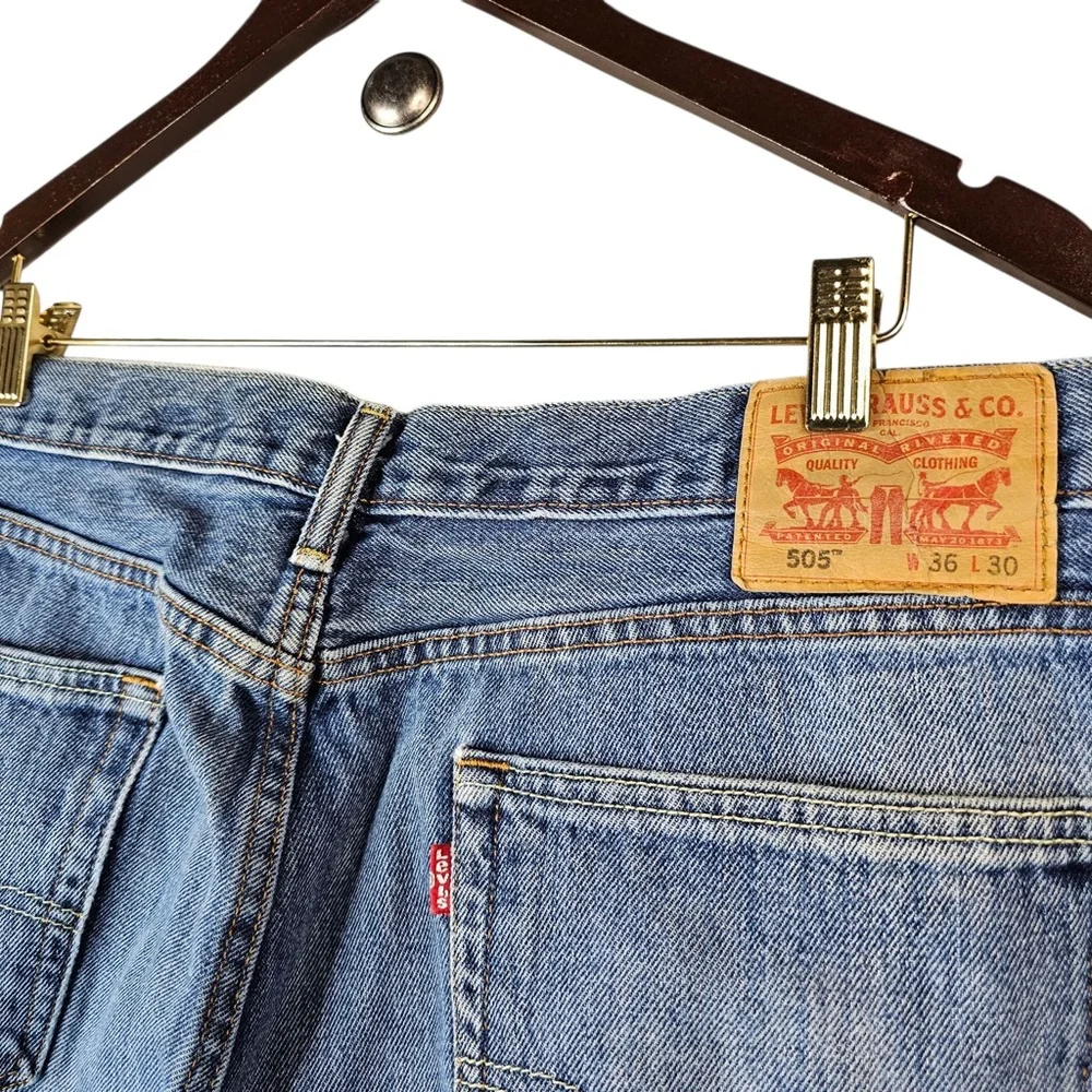 Levi's 505 Regular Fit Straight Leg Jeans Men's 36x30 Classic Blue Denim